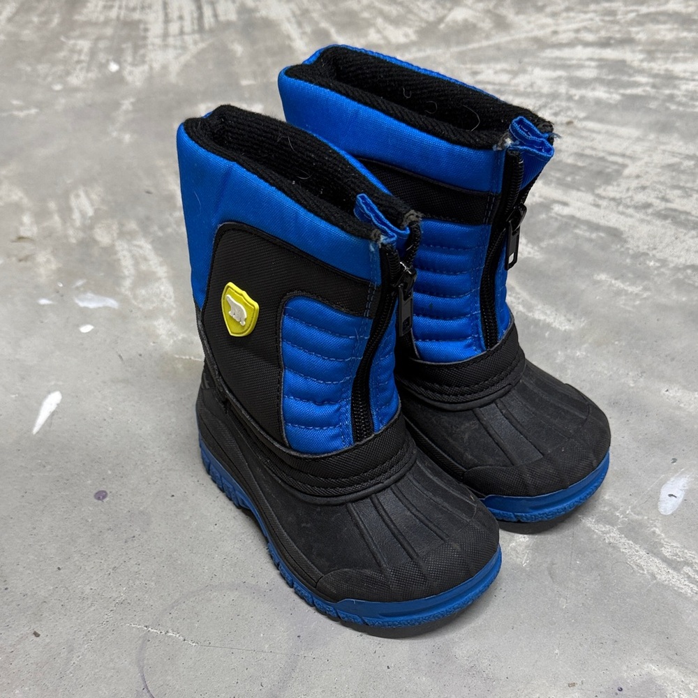 Kids' Black and Blue Snow Boots